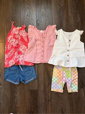 Set of girls tops and shorts